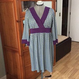 Purple Green and Teal Matte Jersey Dress